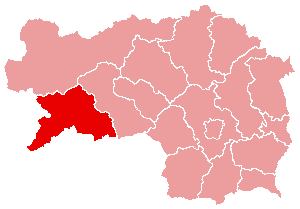 Localisation du Bezirk de Murau dans le Land autrichien de Styrie