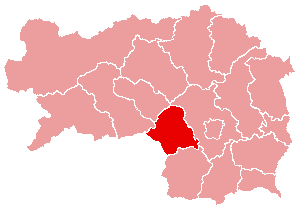 Localisation du Bezirk de Voitsberg dans le Land autrichien de Styrie