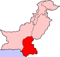 Localisation du Sind (en rouge) à l'intérieur du Pakistan
