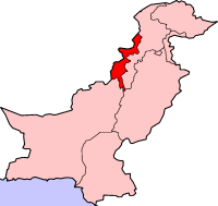 Localisation des régions tribales (en rouge) à l'intérieur du Pakistan