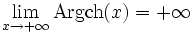 \lim_{x \to +\infty} \operatorname{Argch}(x) = +\infty \,\!