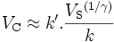 V_{\rm C} \approx k' . \frac{V_{\rm S}{}^{(1/\gamma)}}{k}
