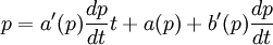  p=a'(p)\frac{dp}{dt}t+a(p)+b'(p)\frac{dp}{dt}\,