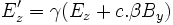 E'_z = \gamma ( E_z + c . \beta B_y ) \frac{}{} 