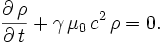 \frac{\partial\,\rho}{\partial\,t}+\gamma\,\mu_{0}\,c^{2}\,\rho=0.