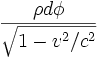 \frac{\rho d\phi}{\sqrt{1-v^2/c^2}}