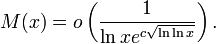 M(x)=o\left(\frac1{\ln xe^{c\sqrt{\ln \ln x}}}\right).
