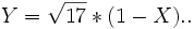  Y = \sqrt{17}*(1-X) . .