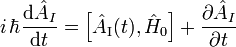 i\,\hbar\frac{{\rm d} \hat A_I}{{\rm d}t}=\left[\hat A_{\rm I}(t),\hat H_0\right] +\frac{\partial \hat A_I }{\partial t} 